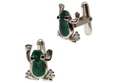 RMB|Gemelli argento 925 ranocchio rana da camicia smalto verde uomo