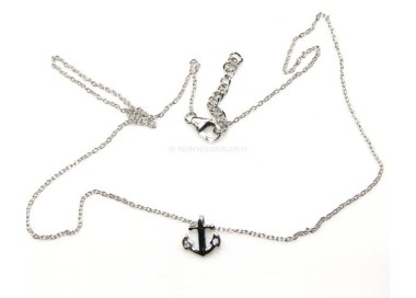 RMB|silver 925: Necklace Collier man woman "forzatina" 40 + 3 and small anchor white zirconia