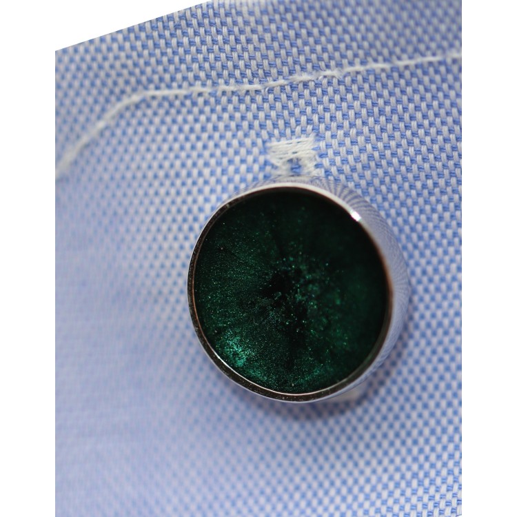 RMB|Gemelli tondi Argento 925 a bottone  smalto vari colori camicia uomo NALBORI verde scuro