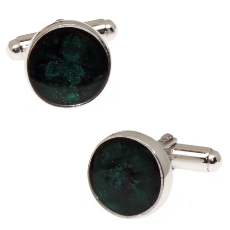 RMB|Round cufflinks in 925 silver enamel button in various colors for men's shirt