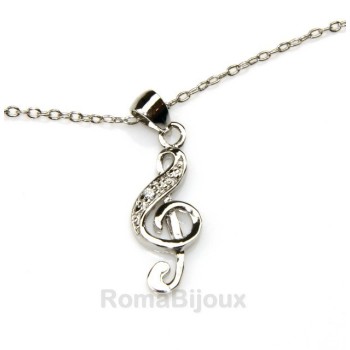 RMB|silver 925: man woman anklet bracelet with pendant clef white zirconia