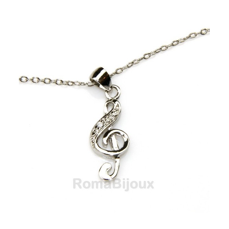 RMB|silver 925: man woman anklet bracelet with pendant clef white zirconia
