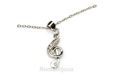 RMB|silver 925: man woman anklet bracelet with pendant clef white zirconia