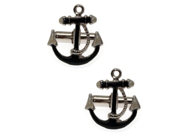 RMB|Gemelli uomo argento 925 ancora smalto nero realizzati a mano