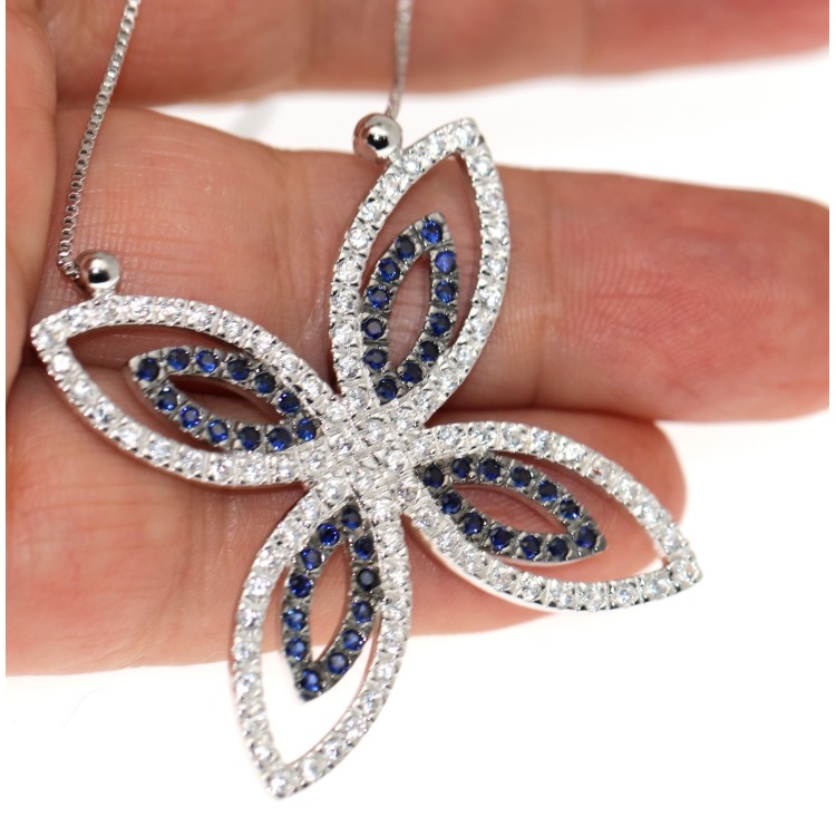 RMB|Chetè Laroche: pendant with 925 silver necklace and midnight blue zircons