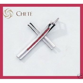 RMB|925 silver ruby red zircon cross pendant with necklace, Chetè Laroche brand