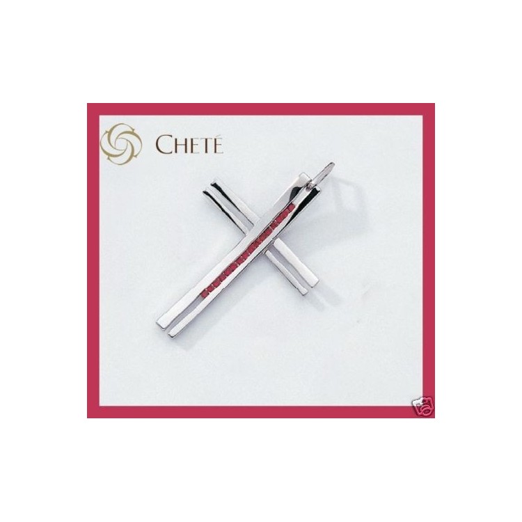 RMB|925 silver ruby red zircon cross pendant with necklace, Chetè Laroche brand