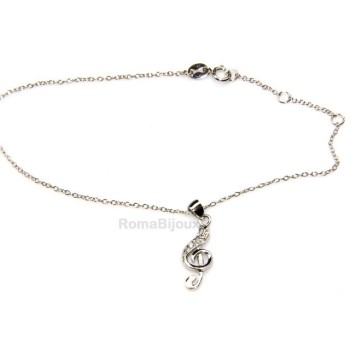 RMB|silver 925: man woman anklet bracelet with pendant clef white zirconia