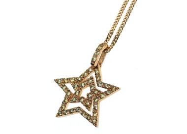 RMB|Chetè & Laroche ciondolo con collana astra stella argento 925 placcata oro giallo con zirconi