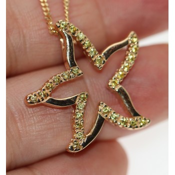 RMB|Chetè & Laroche pendant with starfish necklace yellow gold plated 925 silver with zircons