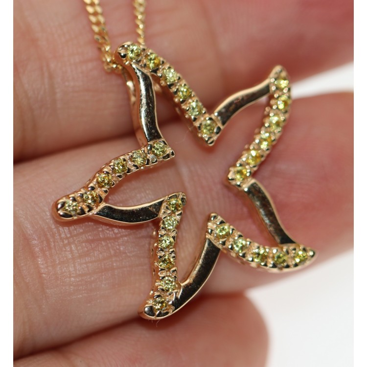 RMB|Chetè & Laroche pendant with starfish necklace yellow gold plated 925 silver with zircons