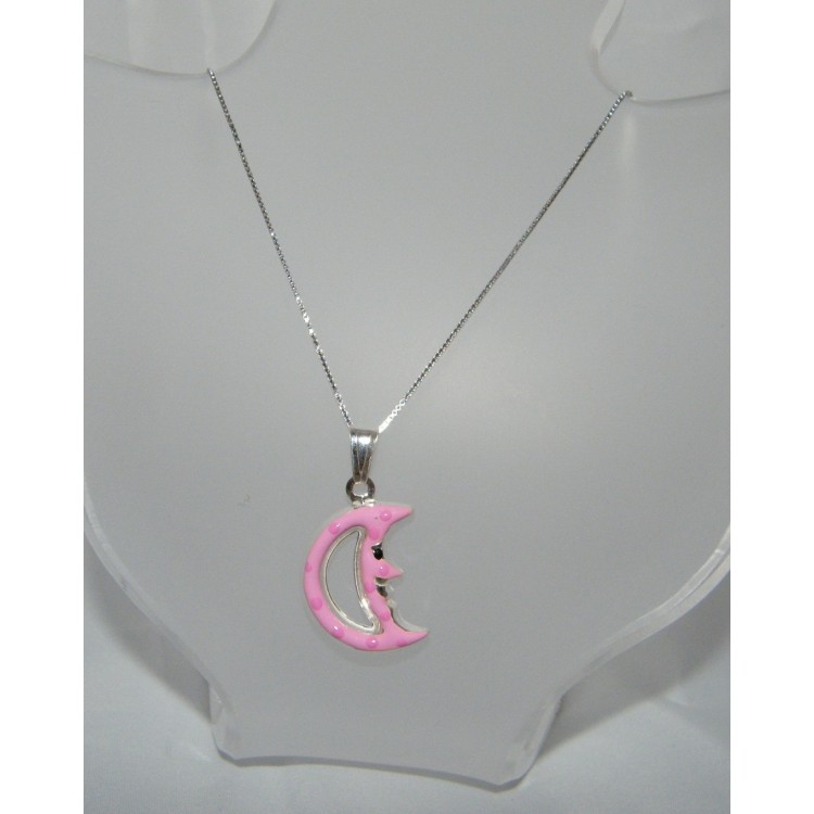 RMB|collana argento 925 con ciondolo Grande Luna Rosa  donna o bambina