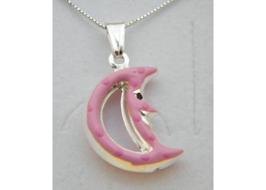 RMB|collana argento 925 con ciondolo Grande Luna Rosa  donna o bambina