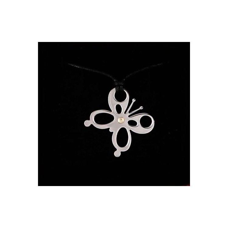 RMB|Collana farfalla Acciaio e oro 18kt con laccio