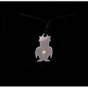 RMB|Steel and 18kt gold lace necklace: Owl