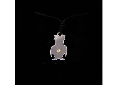 RMB|Collana gufo Acciaio e oro 18kt con laccio