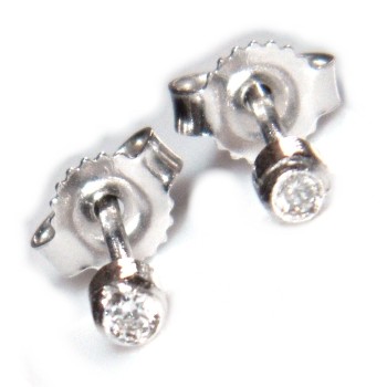 RMB|light point 750/oo White GOLD: onion earrings with brilliant cut zircon 0.06 ct