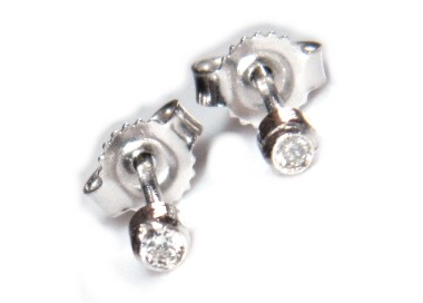 RMB|punto luce ORO 750/oo Bianco : Orecchini cipollina con zircone taglio brillante 0.06 ct