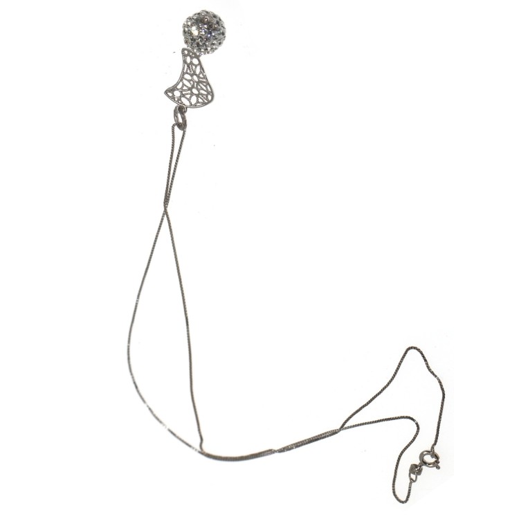 RMB|925 silver necklace with Filigree Moon and Zircon Sphere women's choker