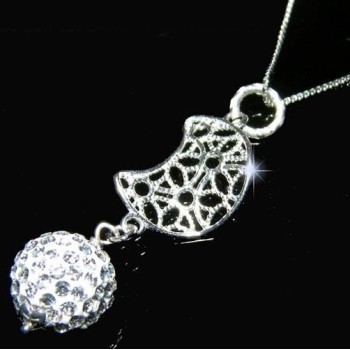 RMB|925 silver necklace with Filigree Moon and Zircon Sphere women's choker