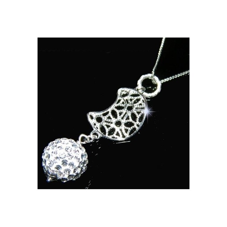 RMB|925 silver necklace with Filigree Moon and Zircon Sphere women's choker
