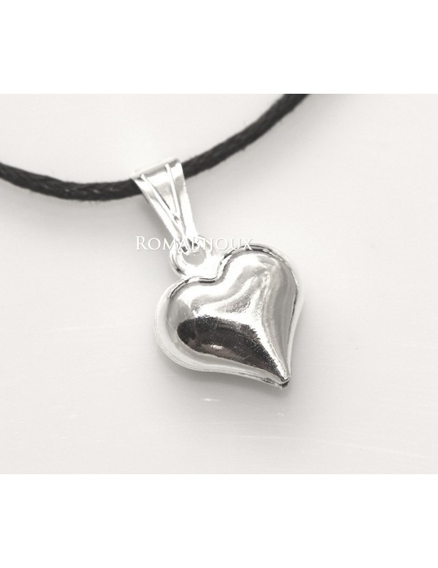 Argento 925 : Pendente cuore piccolo a punta con laccio catena collana