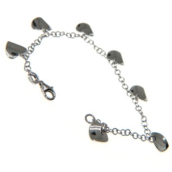 RMB|Bracciale argento 925 con ciondoli a cuore ondulati charm pendenti donna