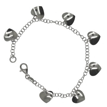 RMB|Bracciale argento 925 con ciondoli a cuore ondulati charm pendenti donna