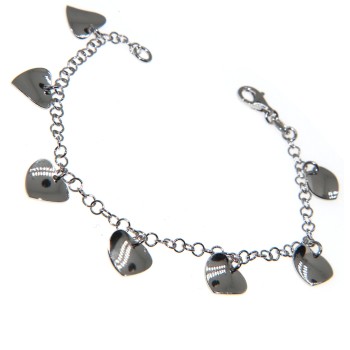 RMB|925 silver bracelet with wavy heart pendants charm pendants for women