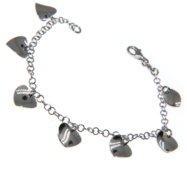 RMB|925 silver bracelet with wavy heart pendants charm pendants for women