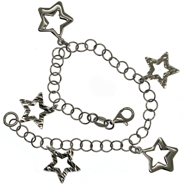 RMB|Bracciale argento 925 con ciondoli di stella, stelle a charm pendenti donna