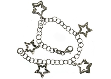 RMB|Bracciale argento 925 con ciondoli di stella, stelle a charm pendenti donna