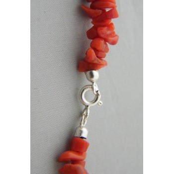 RMB|925 silver necklace, real red coral and black agate, 3 strands for women