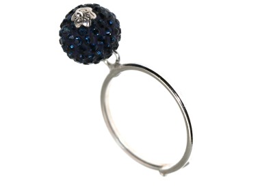RMB|Anello argento 925 regolabile con ciondolo a sfera di zirconi Blu cobalto zirconia cubica