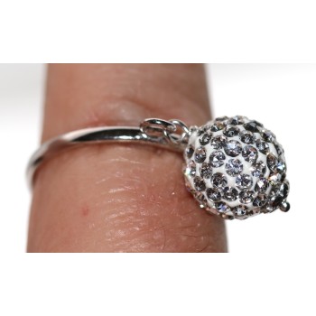 RMB|Anello argento 925 regolabile con ciondolo a sfera di zirconi bianchi zirconia