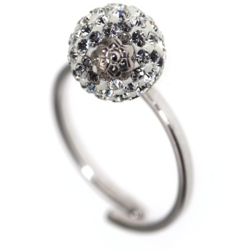 RMB|Adjustable 925 silver ring with white zirconia ball pendant