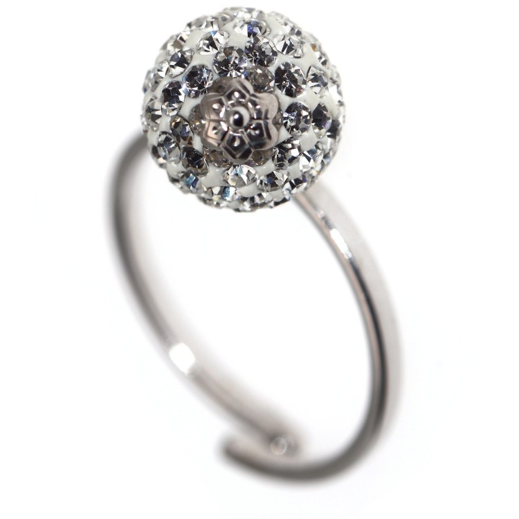 RMB|Adjustable 925 silver ring with white zirconia ball pendant