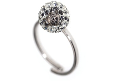 RMB|Adjustable 925 silver ring with white zirconia ball pendant