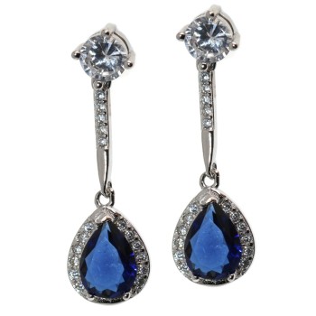 RMB|sapphire nalbori orecchini argento 925 goccia zircone smeraldo zaffiro verde blu e punto luce donna
