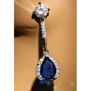 RMB|sapphire nalbori orecchini argento 925 goccia zircone smeraldo zaffiro verde blu e punto luce donna