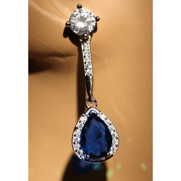 RMB|sapphire nalbori orecchini argento 925 goccia zircone smeraldo zaffiro verde blu e punto luce donna