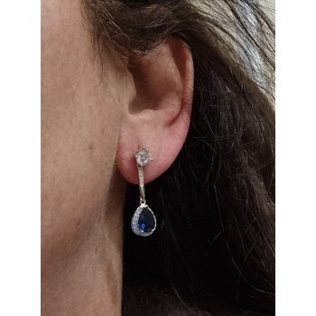 RMB|sapphire nalbori orecchini argento 925 goccia zircone smeraldo zaffiro verde blu e punto luce donna