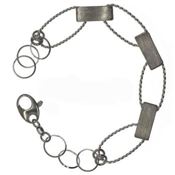 RMB|925 silver bracelet with satin bars with intertwined twisted oval ellipses