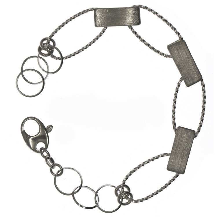 RMB|bracciale argento 925 barrette satinate con intrecci ellissi ovali ritorti