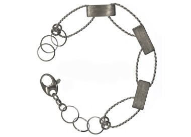 RMB|925 silver bracelet with satin bars with intertwined twisted oval ellipses