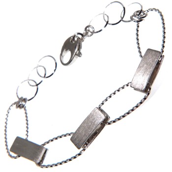 RMB|925 silver bracelet with woven oval ellipses and satin bars