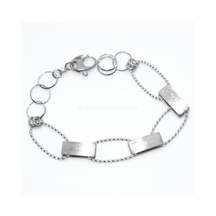 RMB|bracciale argento 925 ovali intrecci ellissi ritorte e barrette satinate RomaBijoux gioielli
