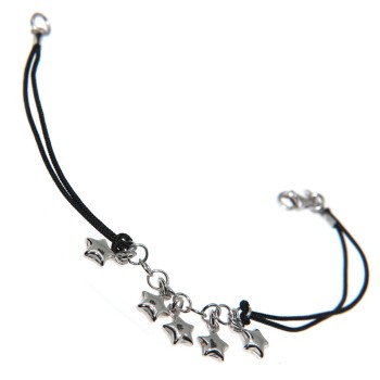 RMB|925 silver star bracelet with cord and star charms for women and girls RomaBijoux