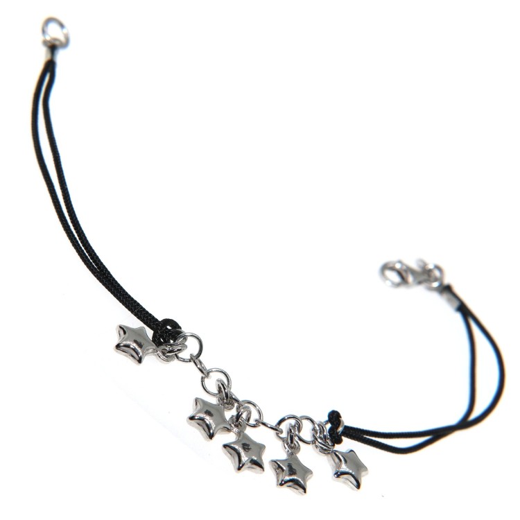 RMB|925 silver star bracelet with cord and star charms for women and girls RomaBijoux