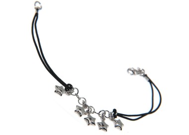 RMB|925 silver star bracelet with cord and star charms for women and girls RomaBijoux